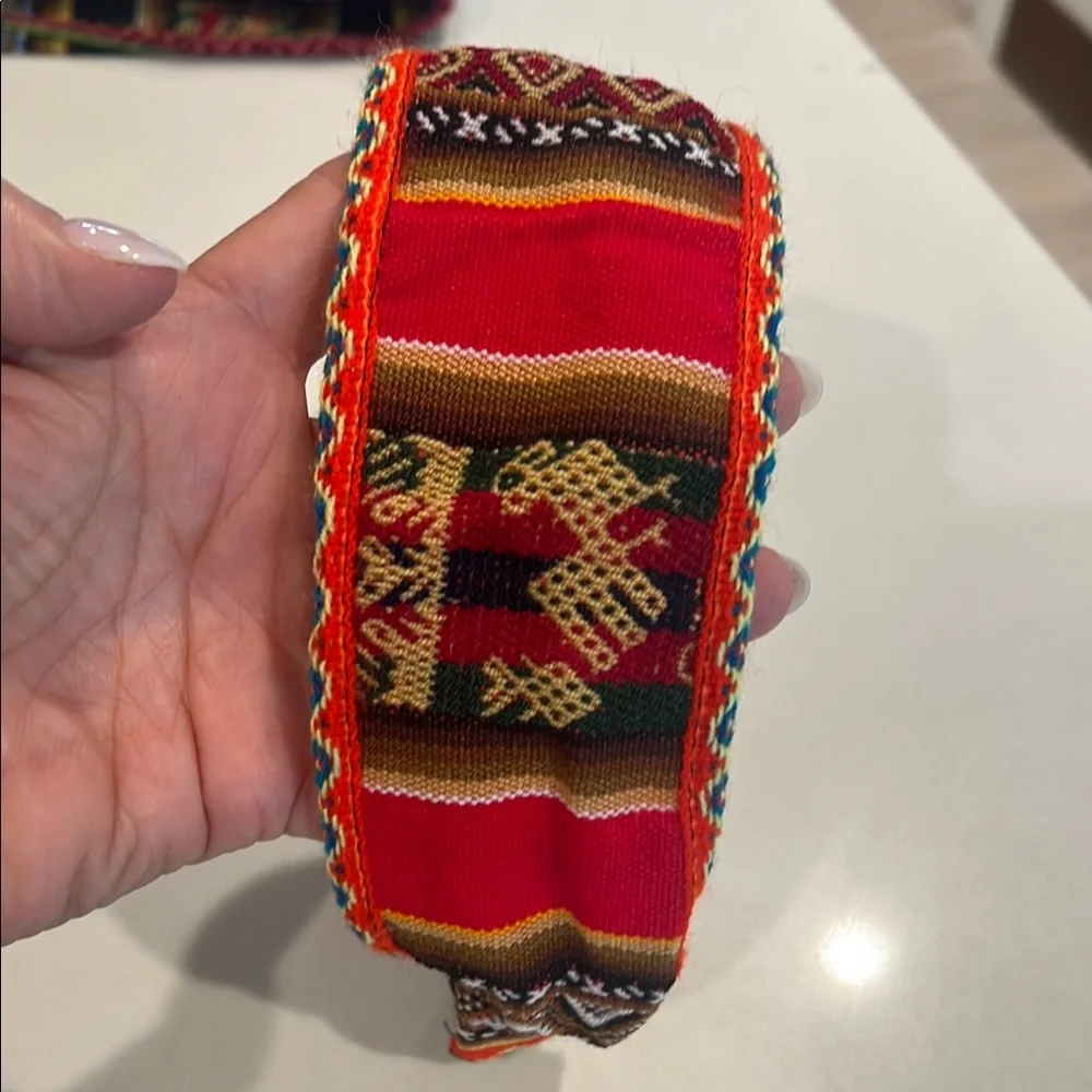 Handwoven Red Patterned Wristlet Clutch
